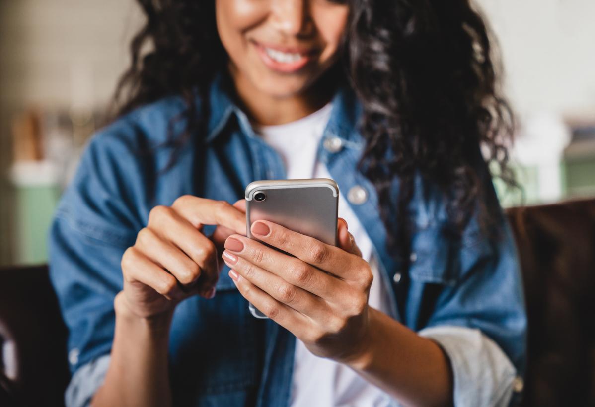 A woman using a smartphone